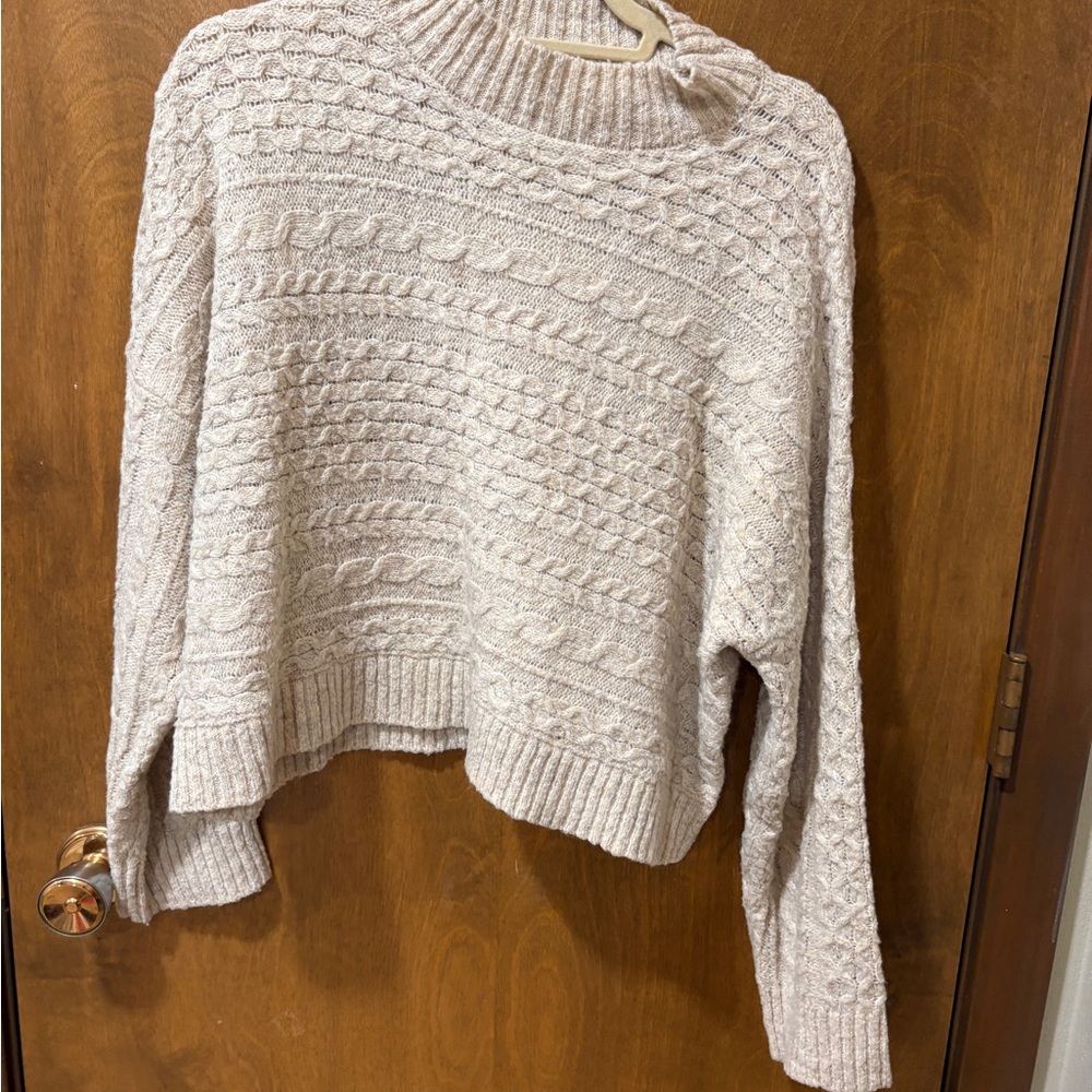 Jessica Simpson Cream Cable Knit Turtleneck Sweater